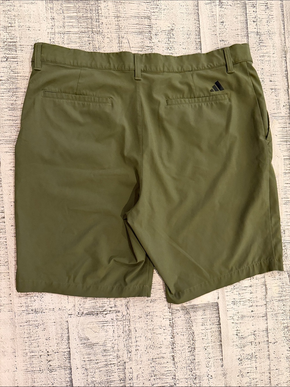adidas Men's Olive Flat-Front Performance Shorts - Picture 2 of 2